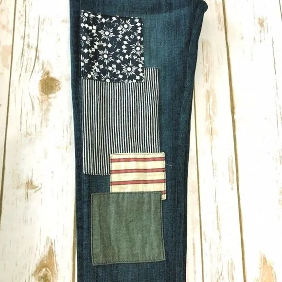 -Current Elliott The Fling Loved Patchwork Jeans NWT 24