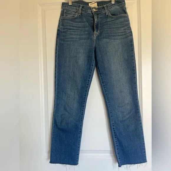 - L’AGENCE High Waisted Straight Leg Denim Jeans Size 27