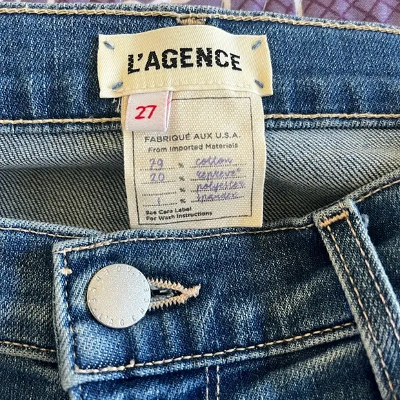 - L’AGENCE High Waisted Straight Leg Denim Jeans Size 27