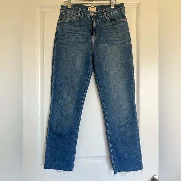- L’AGENCE High Waisted Straight Leg Denim Jeans Size 27