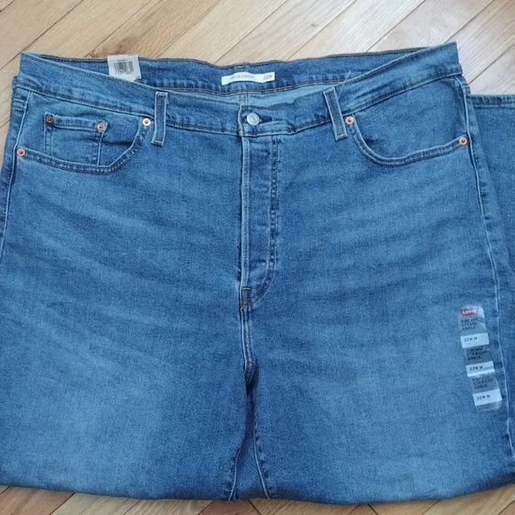 - Levi's ribcage straight ankle super high rise 5 pocket medium wash jeans