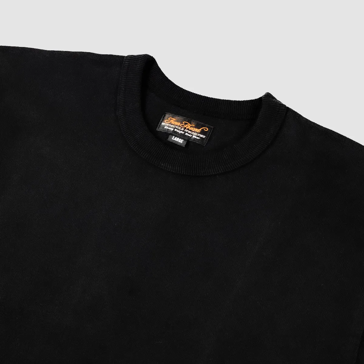11oz Cotton Knit Crew Neck Sweater - Black