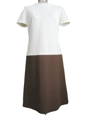 1960s Shift Dress Mod Brown Cream