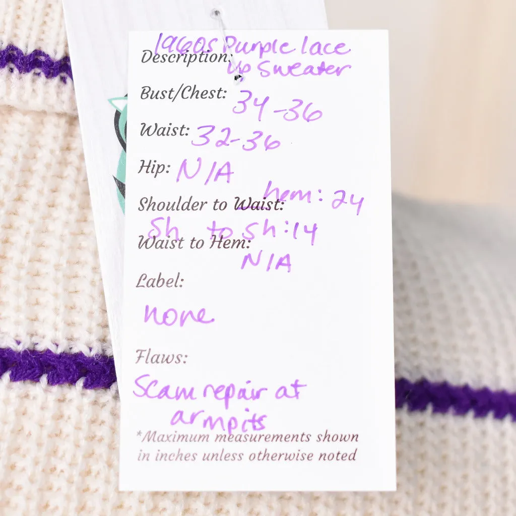 1960s Vintage Purple Striped Sweater