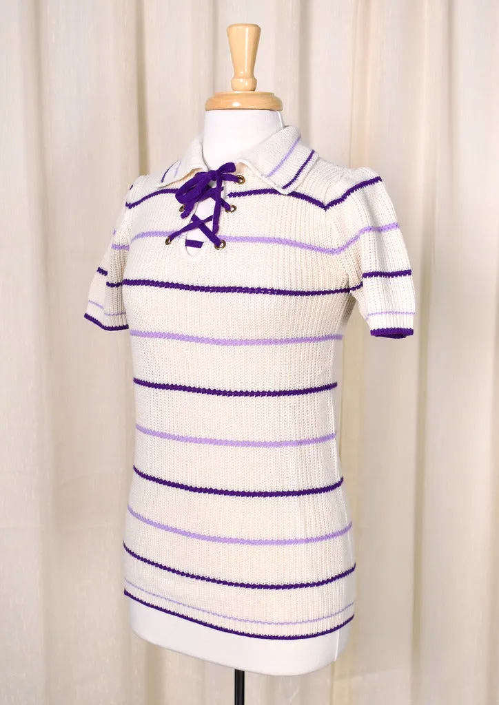 1960s Vintage Purple Striped Sweater