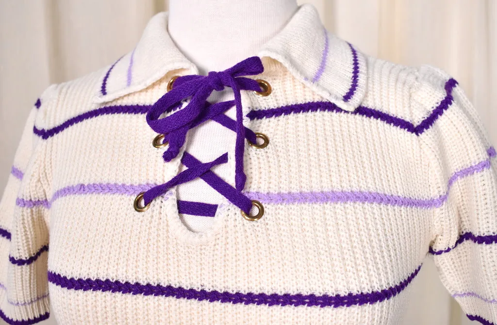 1960s Vintage Purple Striped Sweater