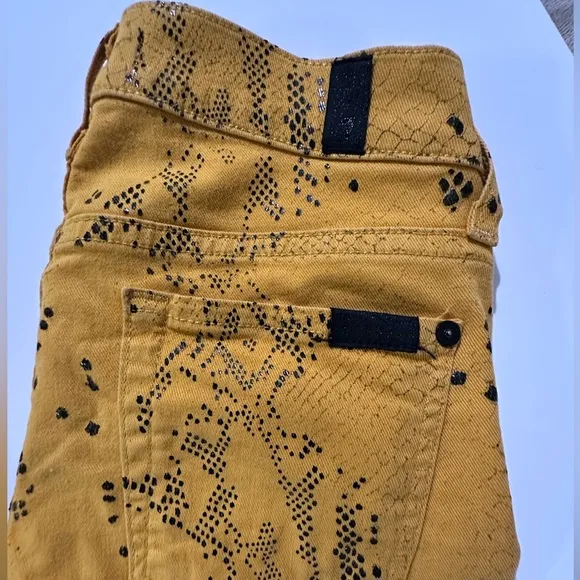 7 For All Mankind HIGH GLOSS SNAKE-PRINT SKINNY JEANS Size:26