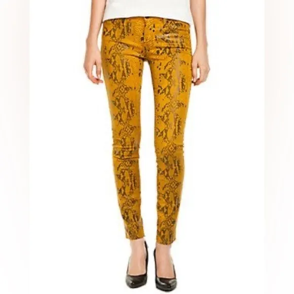7 For All Mankind HIGH GLOSS SNAKE-PRINT SKINNY JEANS Size:26