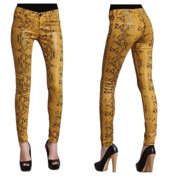 7 For All Mankind HIGH GLOSS SNAKE-PRINT SKINNY JEANS Size:26