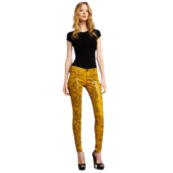 7 For All Mankind HIGH GLOSS SNAKE-PRINT SKINNY JEANS Size:26