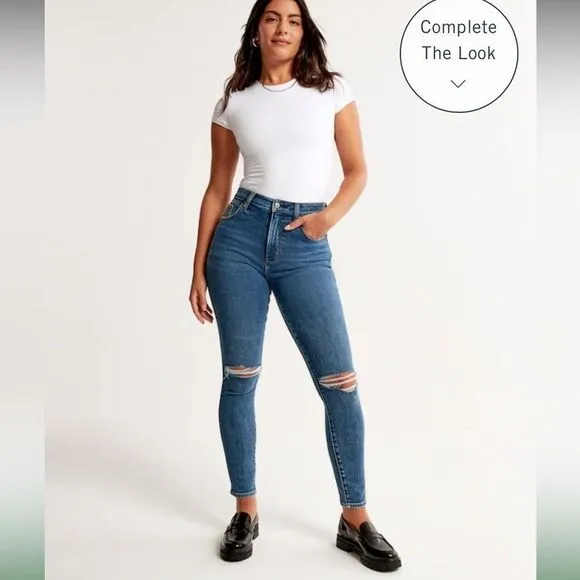 Abercrombie &amp; fitch medium wash high rise skinny jeans