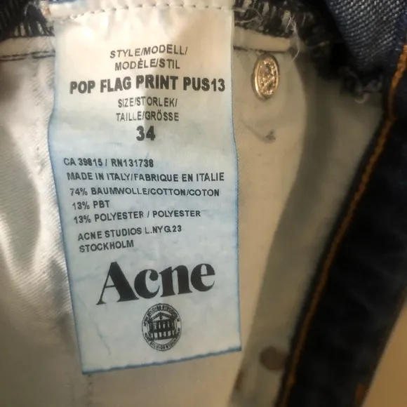 Acne Studio Flag strip straight leg jeans 34