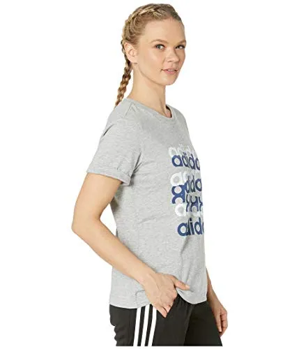 adidas Women's Big Graphic T-Shirt Medium Gray Heather/Tech Indigo XX-Small
