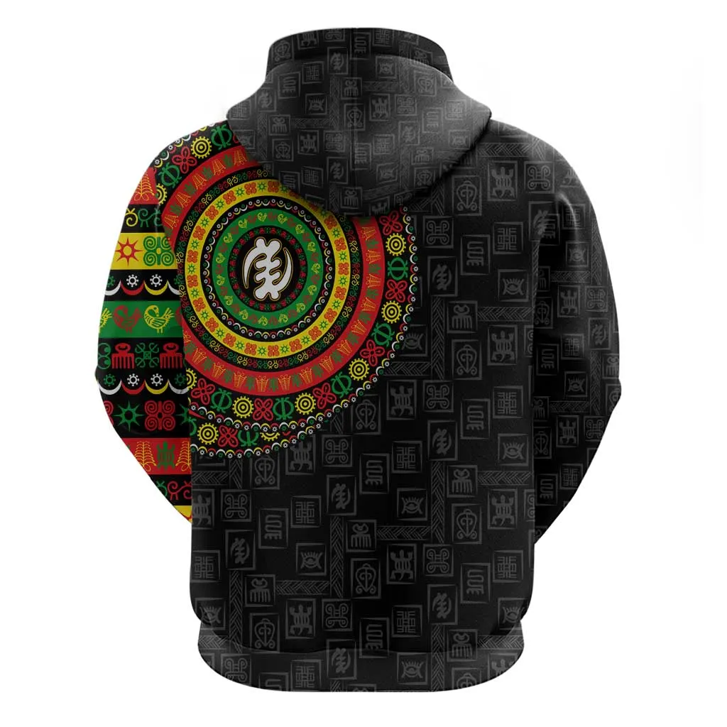 Adinkra Symbols Zip Hoodie African Culture DT02