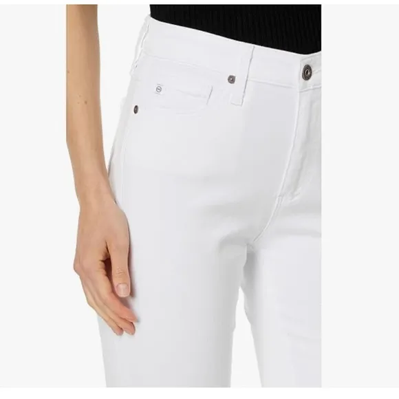 AG Adriano Goldschmied Mari High Waist Straight Crop White Denim Jean 25