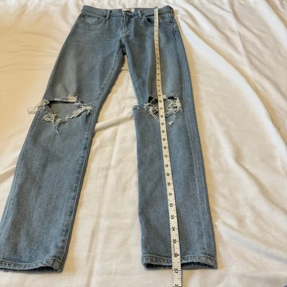 Agolde 24 Straight Leg Distressed High Waist Jeans
