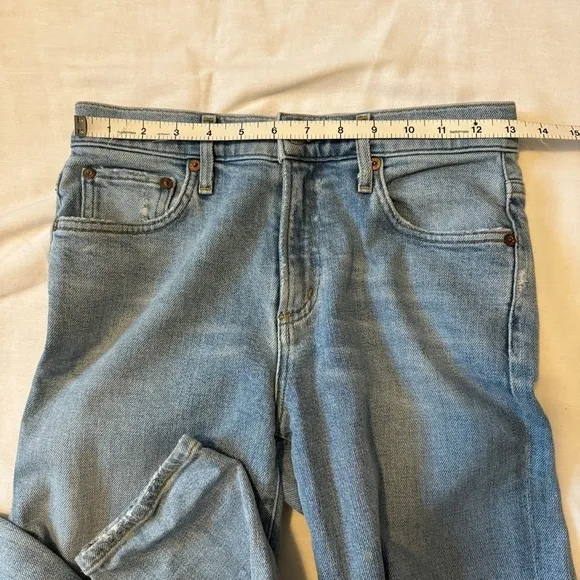 Agolde 24 Straight Leg Distressed High Waist Jeans