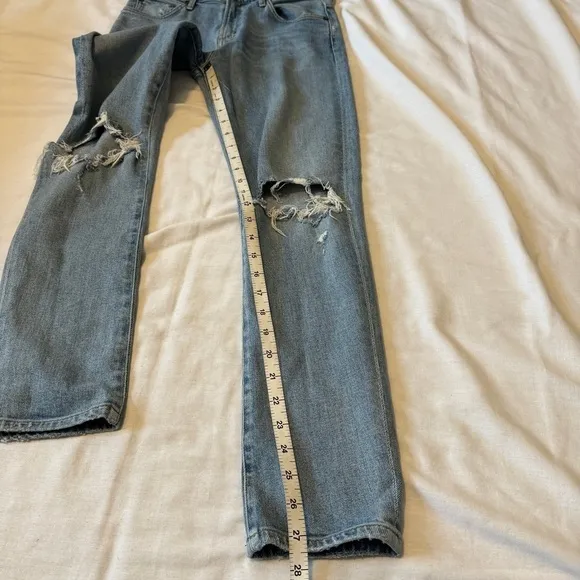 Agolde 24 Straight Leg Distressed High Waist Jeans