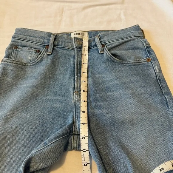 Agolde 24 Straight Leg Distressed High Waist Jeans