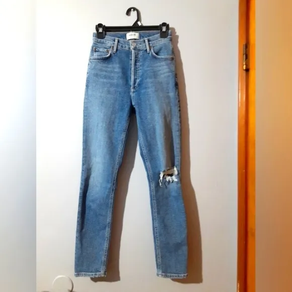 Agolde Women's Skinny Distressed Jeans Button Fly Denim Size 23