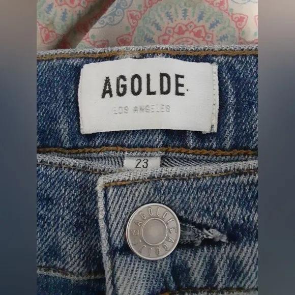 Agolde Women's Skinny Distressed Jeans Button Fly Denim Size 23