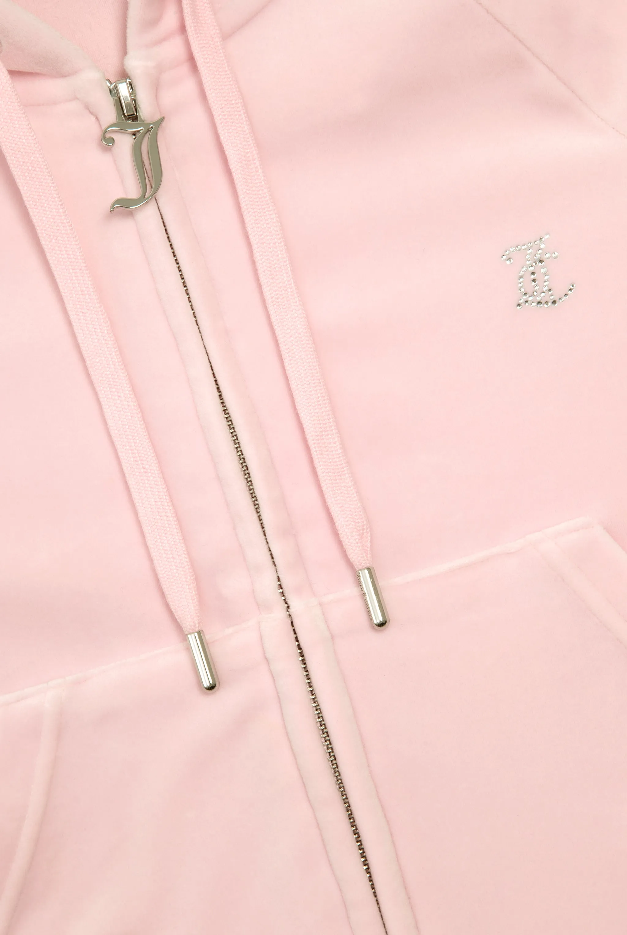 ALMOND BLOSSOM DIAMANTÉ VELOUR ZIP-THROUGH HOODIE
