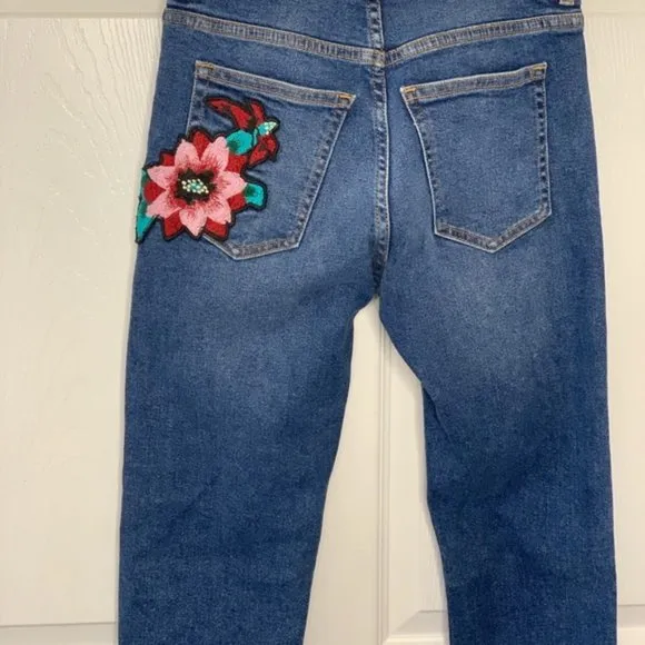 &amp; Other Stories Skinny Jeans Embroidered Rose Jeans Sz US 24
