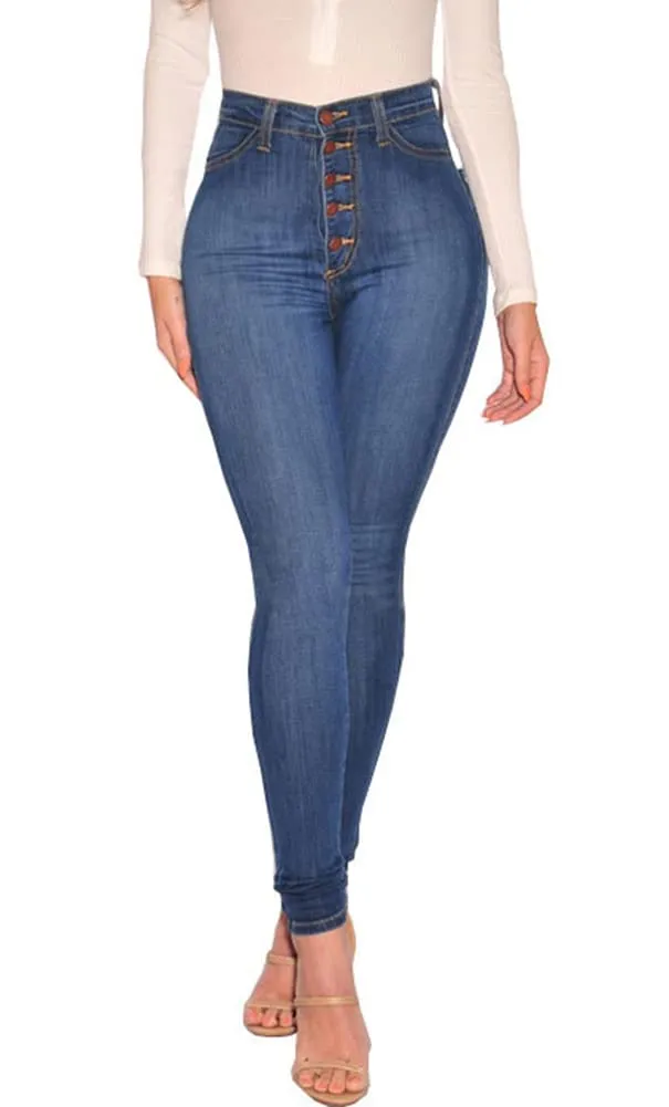 AMRSPENG Women's High Waisted Jeans Skinny Sexy Jeans Stretchy Butt Lifting Jeans for Women Stretch Pants,Dark Blue
