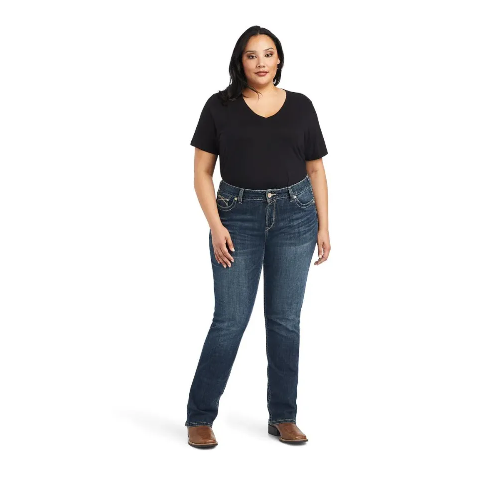 Ariat Womens REAL Mid Rise Straight Leg Freesia Jean
