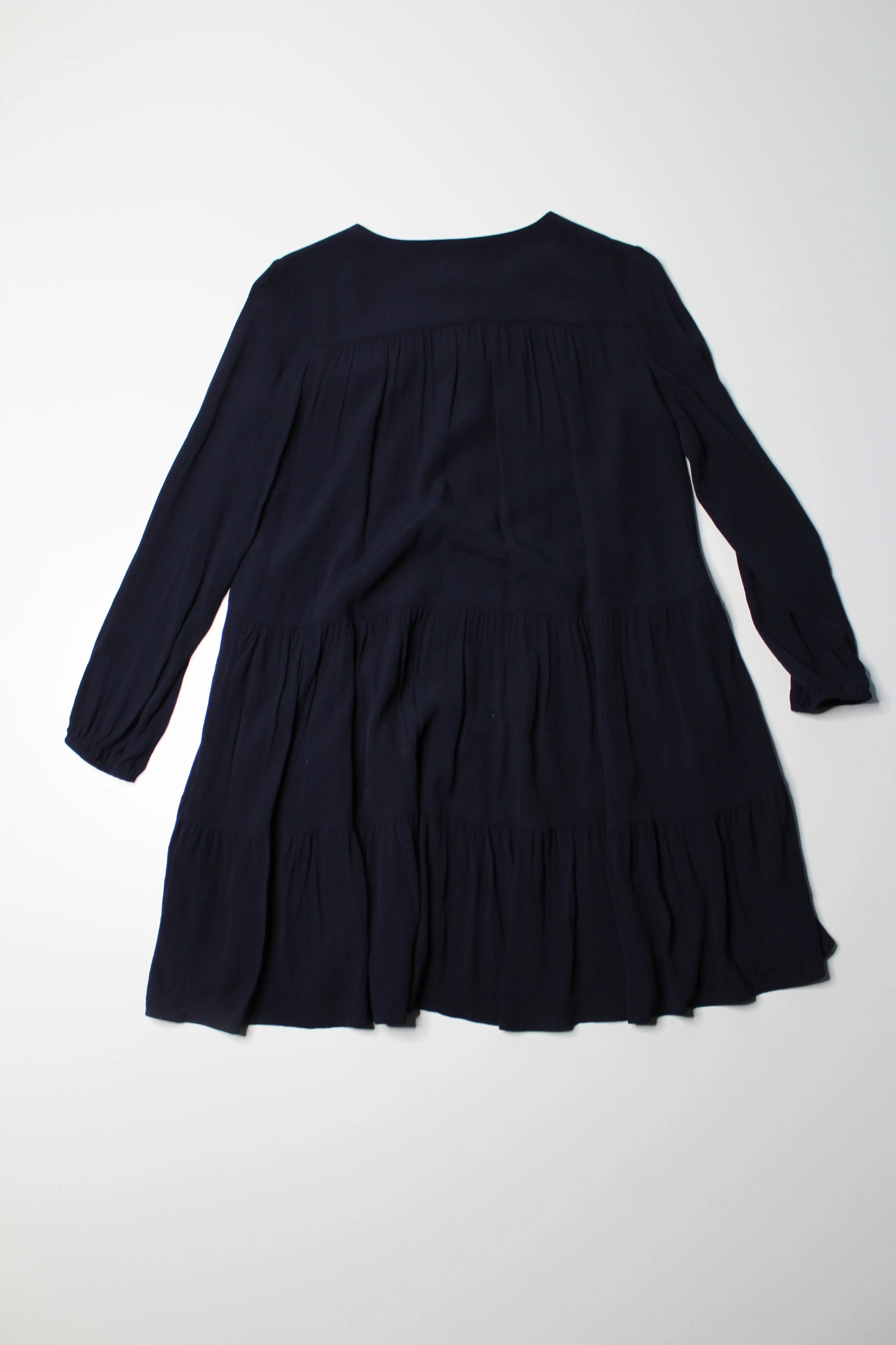 Aritzia Wilfred midnight navy tiered ‘borossa’ mini babydoll dress, size xsmall (relaxed fit) *flaw