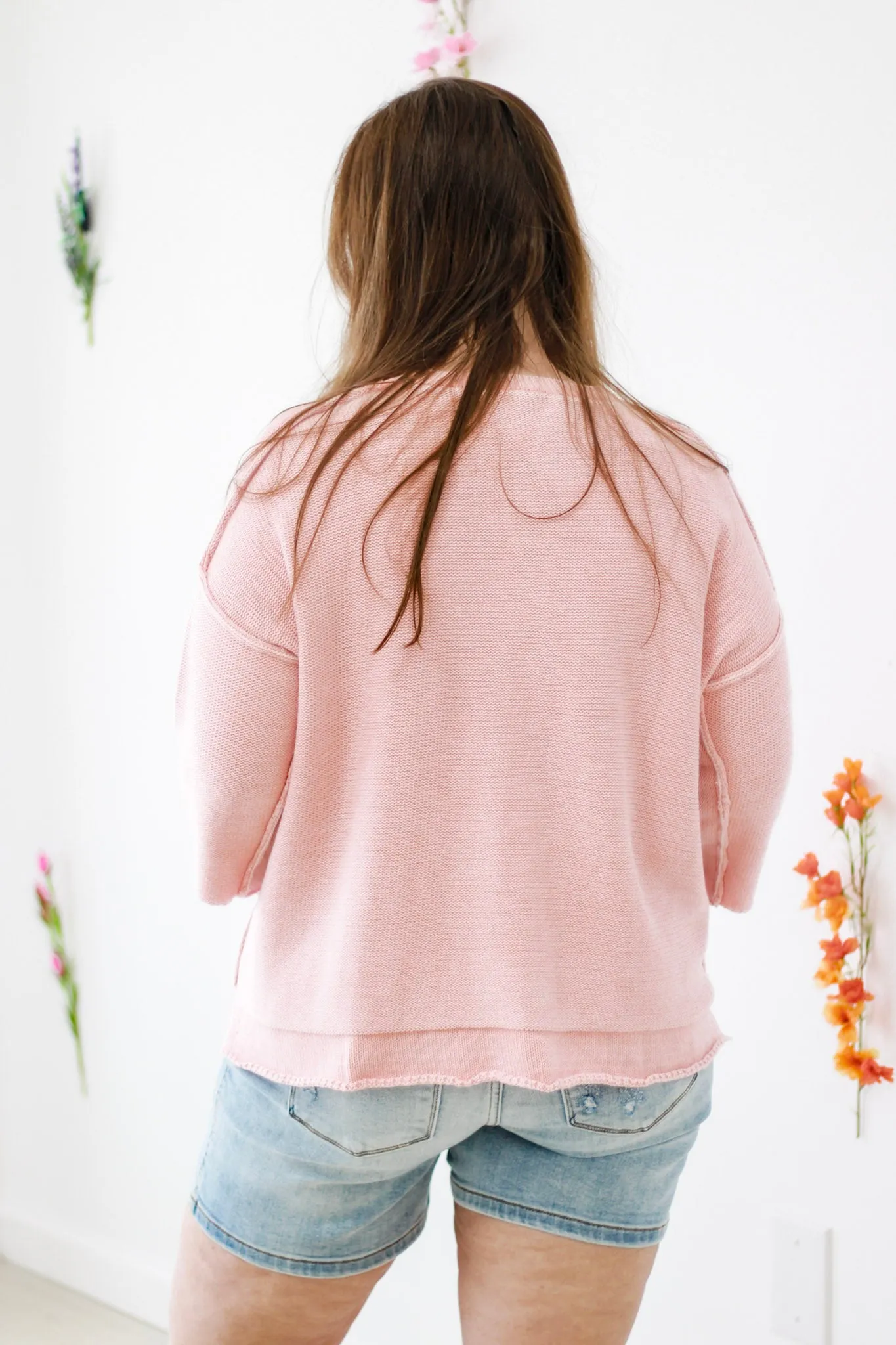 Around Here Knit Sweater in Strawberry Smoothie