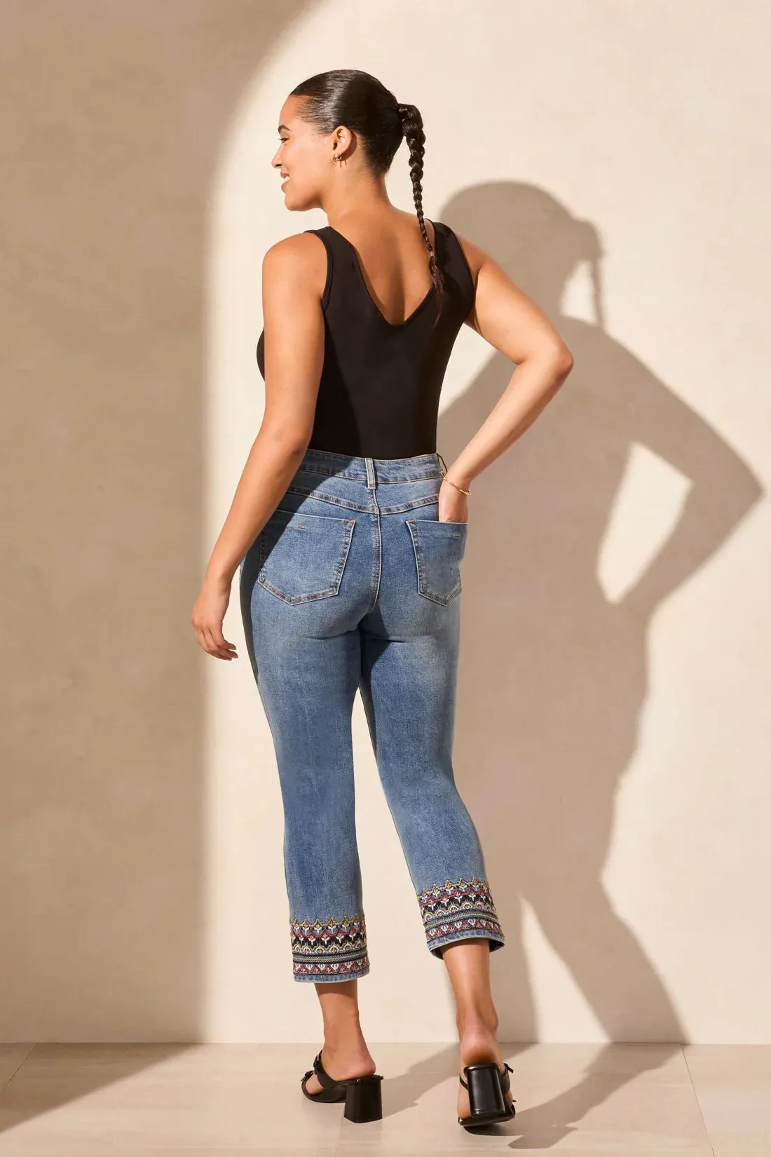 Audrey Crop Jeans in Tile Blue