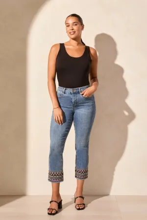 Audrey Crop Jeans in Tile Blue