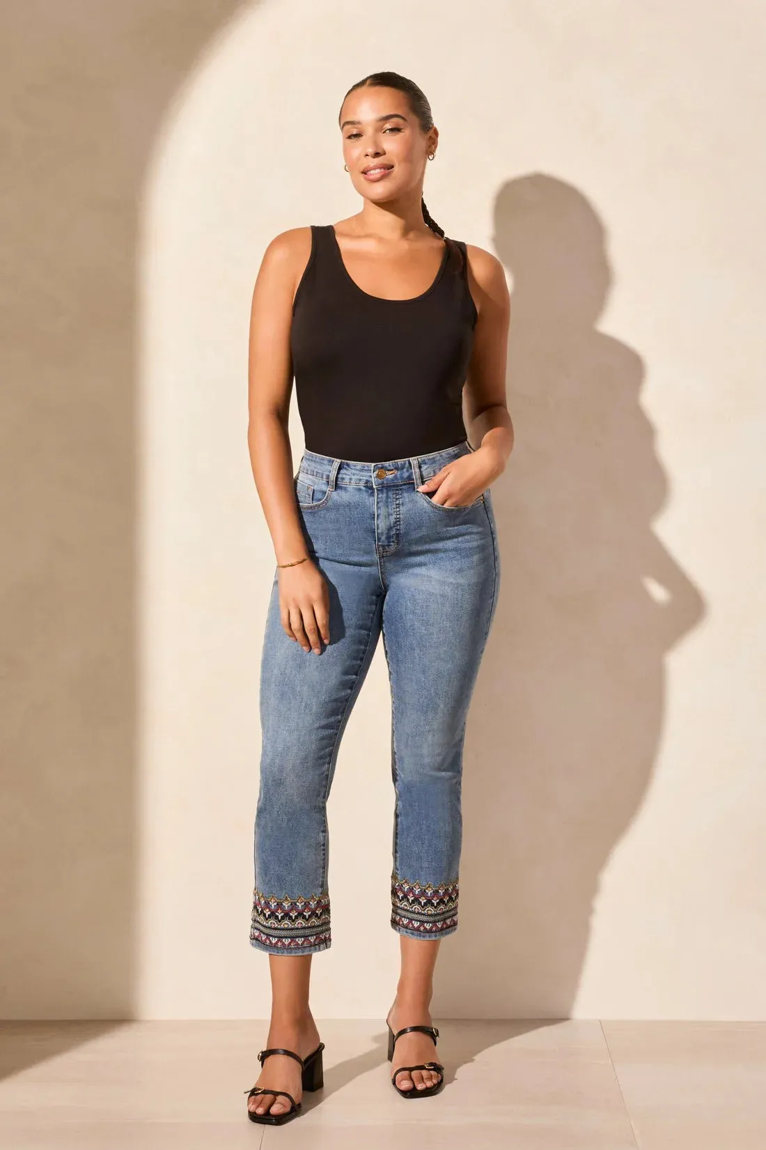Audrey Crop Jeans in Tile Blue
