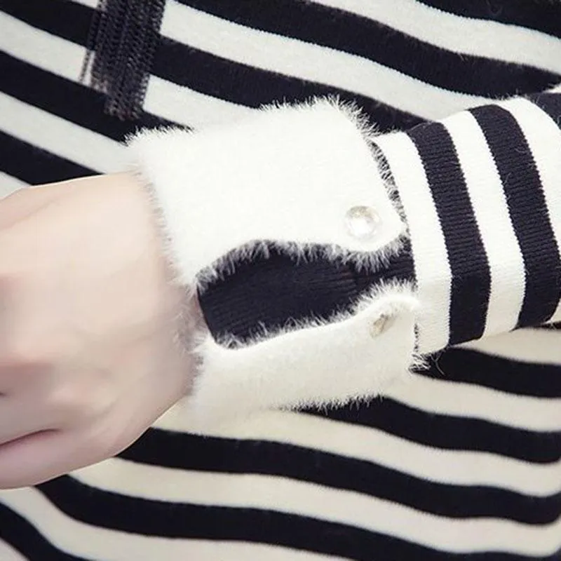 Autumn and Winter Long-sleeved Knitted Sweater Dress Large Size Loose Mid-length Dress Fashion Simple Female Base Dress