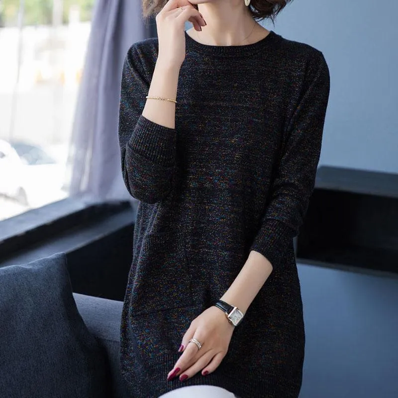 Autumn and Winter Loose Knit Sweater Mid-length Hedging Casual Bottoming Shirt Fashion All-match Female Sweater Skirt