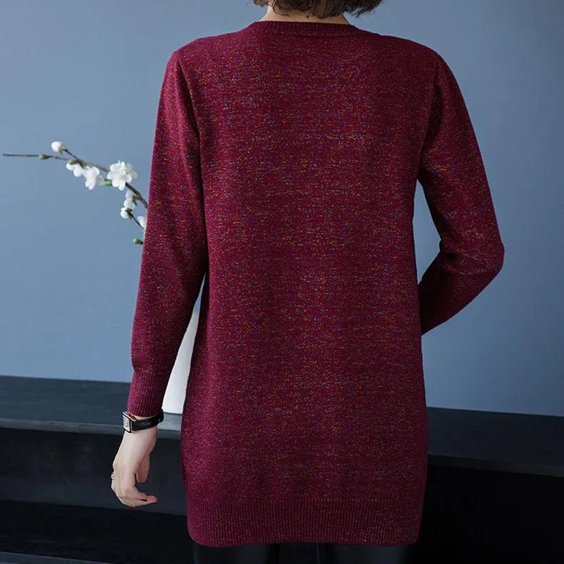 Autumn and Winter Loose Knit Sweater Mid-length Hedging Casual Bottoming Shirt Fashion All-match Female Sweater Skirt