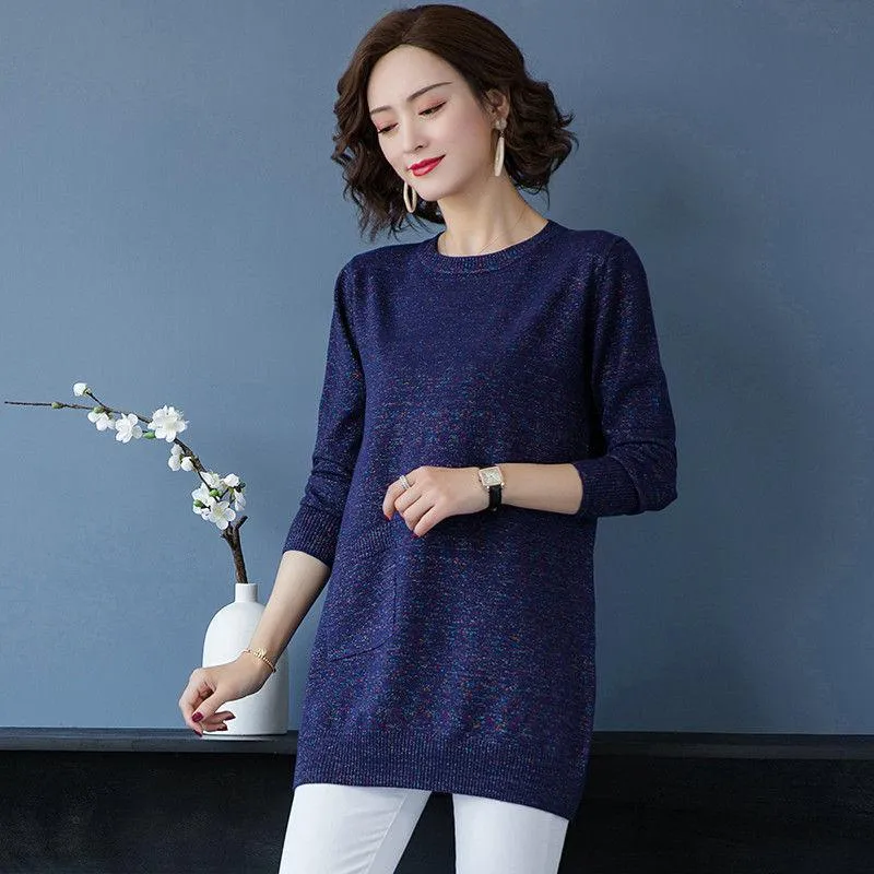 Autumn and Winter Loose Knit Sweater Mid-length Hedging Casual Bottoming Shirt Fashion All-match Female Sweater Skirt