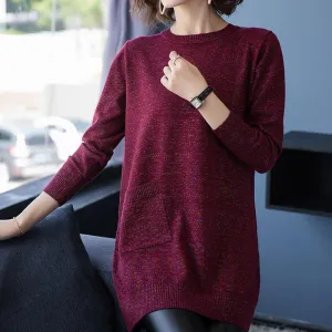 Autumn and Winter Loose Knit Sweater Mid-length Hedging Casual Bottoming Shirt Fashion All-match Female Sweater Skirt