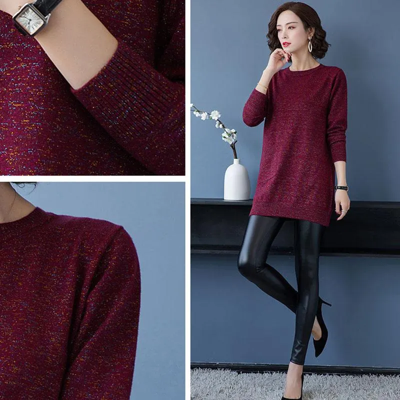 Autumn and Winter Loose Knit Sweater Mid-length Hedging Casual Bottoming Shirt Fashion All-match Female Sweater Skirt