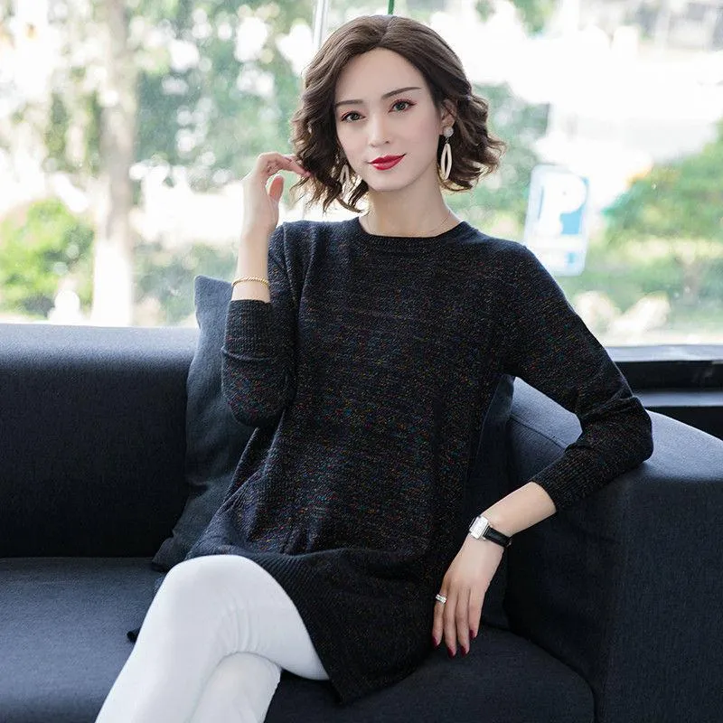 Autumn and Winter Loose Knit Sweater Mid-length Hedging Casual Bottoming Shirt Fashion All-match Female Sweater Skirt