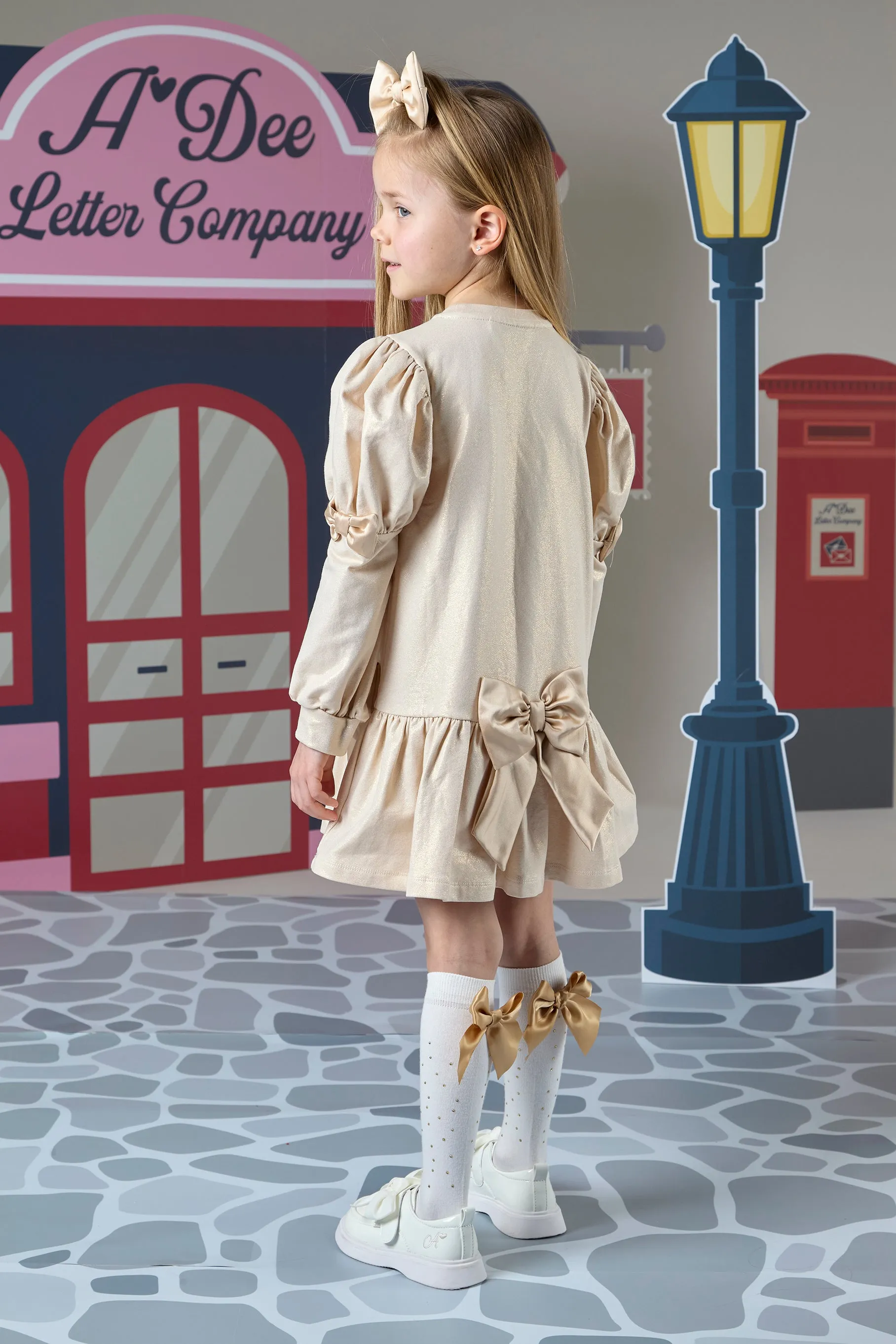 AW24 A Dee Girls With Love Raven Gold Dress