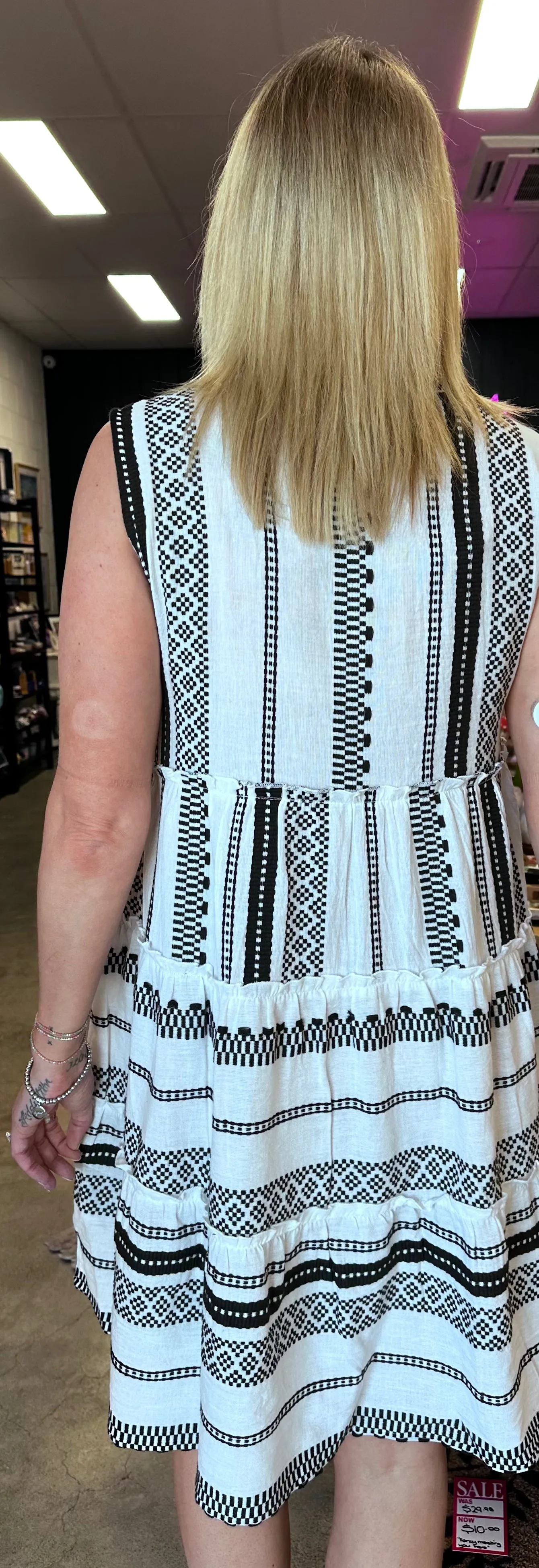 Aztec White Short Dress