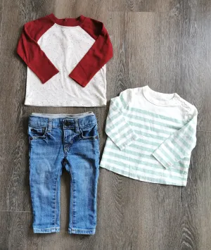 BABY BOY SIZE 6/12 MONTHS - Baby GAP & JOE FRESH, 3 Piece Mix N Match Outfit VGUC B7