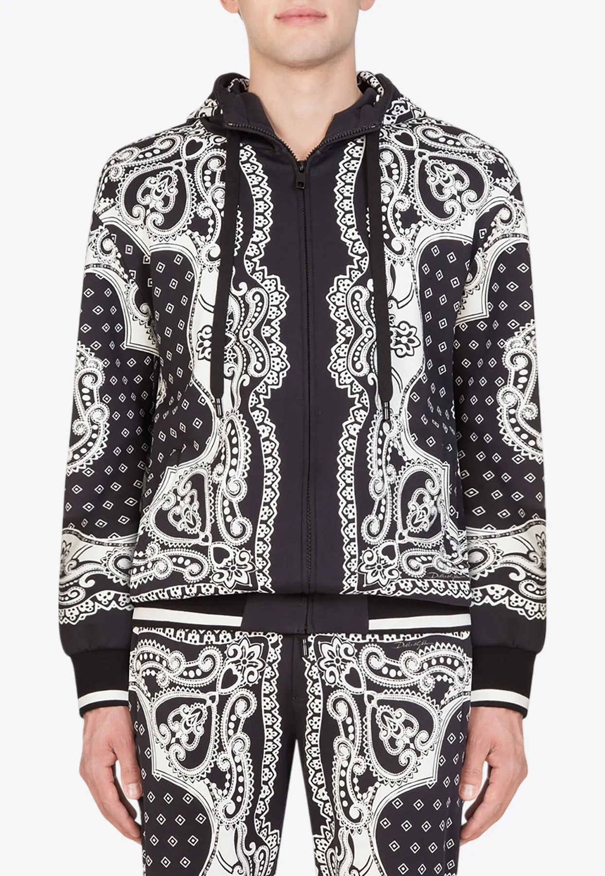 Bandana Print Zip-Up Hooded Sweatshirt