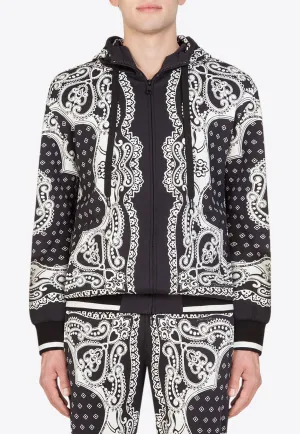 Bandana Print Zip-Up Hooded Sweatshirt