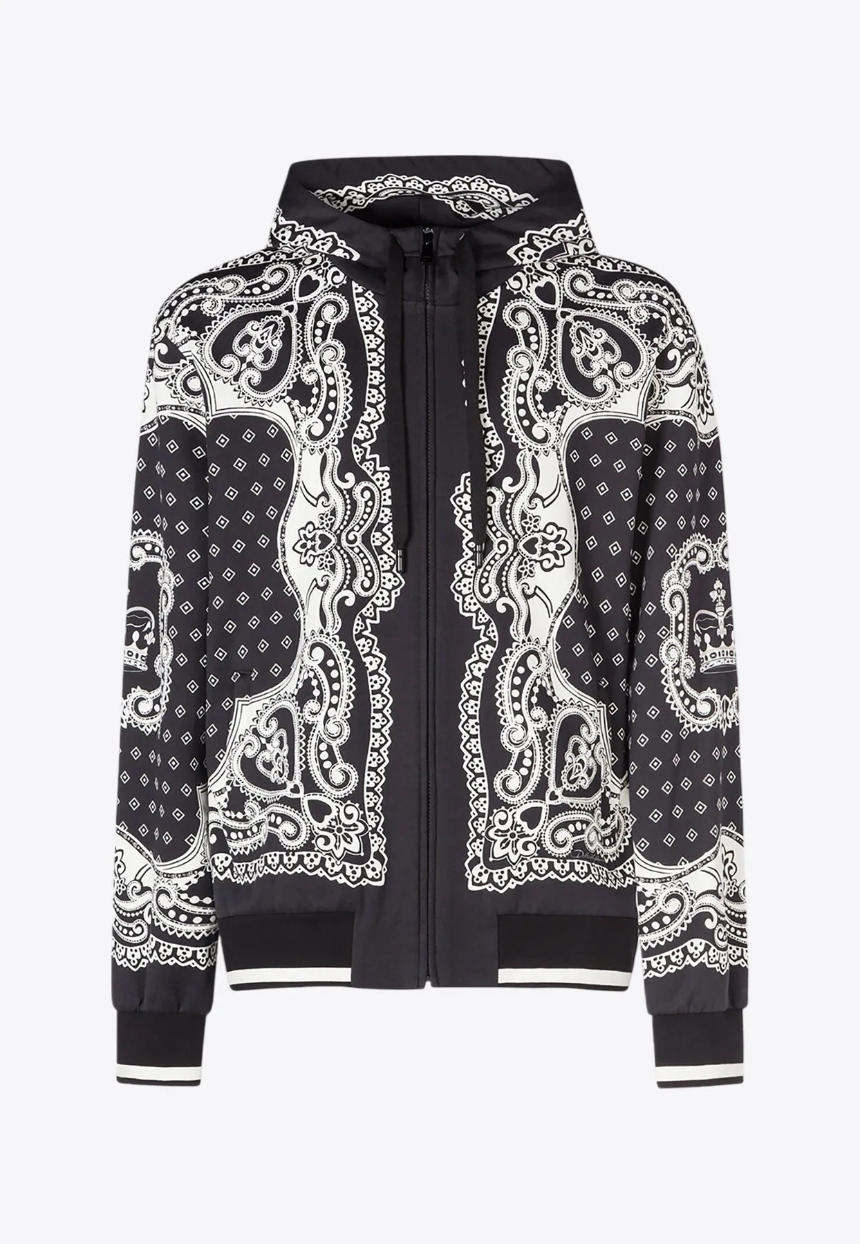 Bandana Print Zip-Up Hooded Sweatshirt