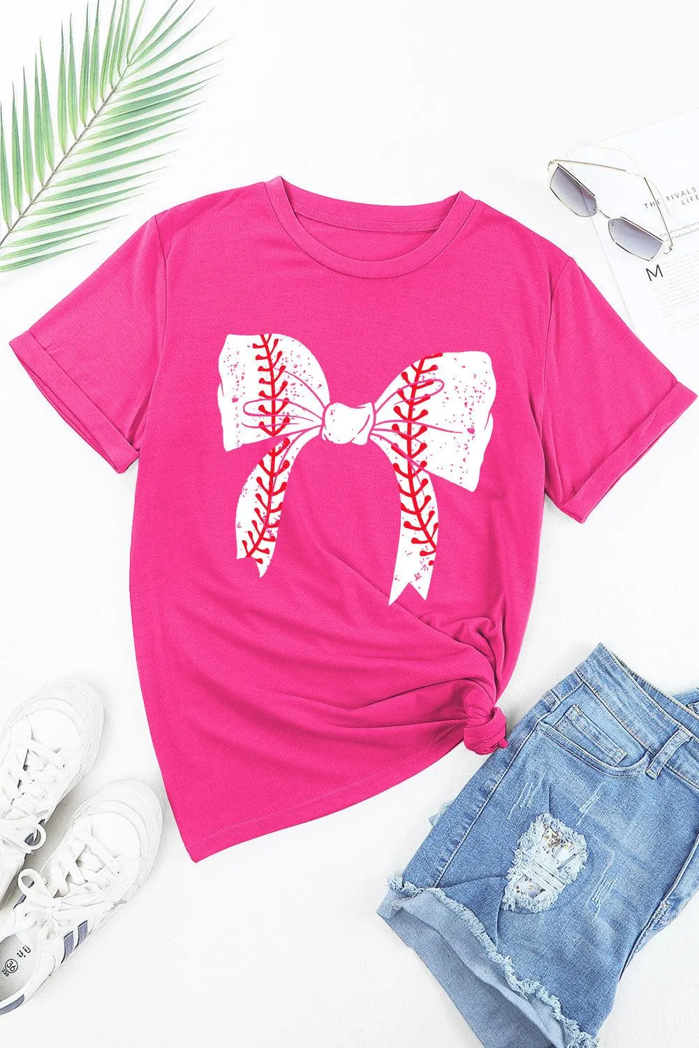 Baseball Bowknot Graphic T-Shirt