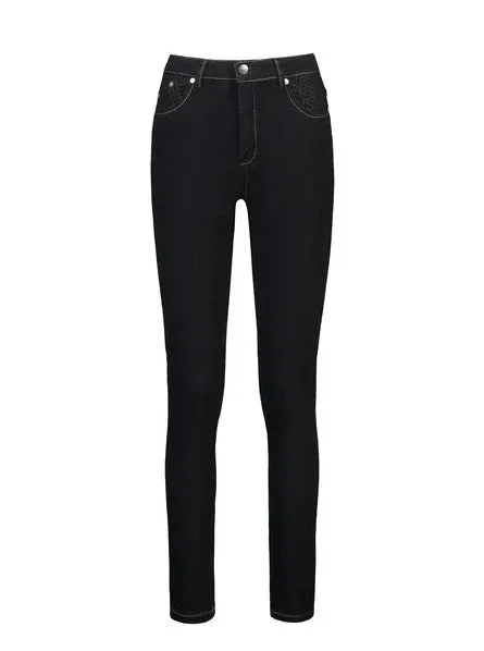 Basket Weave Skinny Jean - Black