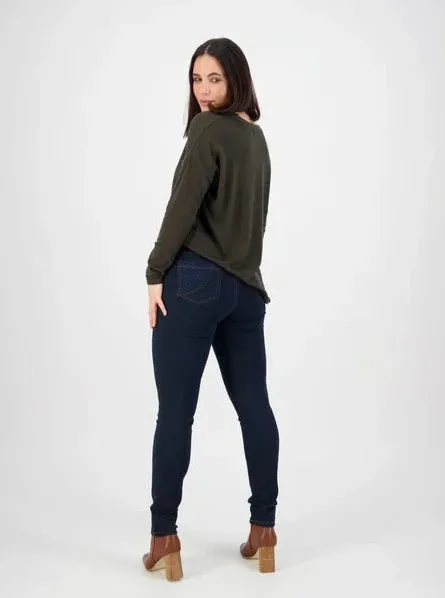 Basket Weave Skinny Jean - Indigo